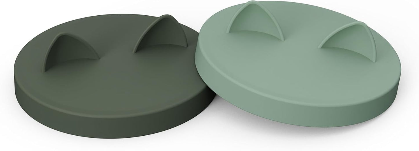 OHMO 2 Pack Pet Food Can Lids, (3.3 in / 85mm) Silicone Pet Food Can Lids Covers for 5.5 oz Cat and Dog Food Cans, Camo&Light Green