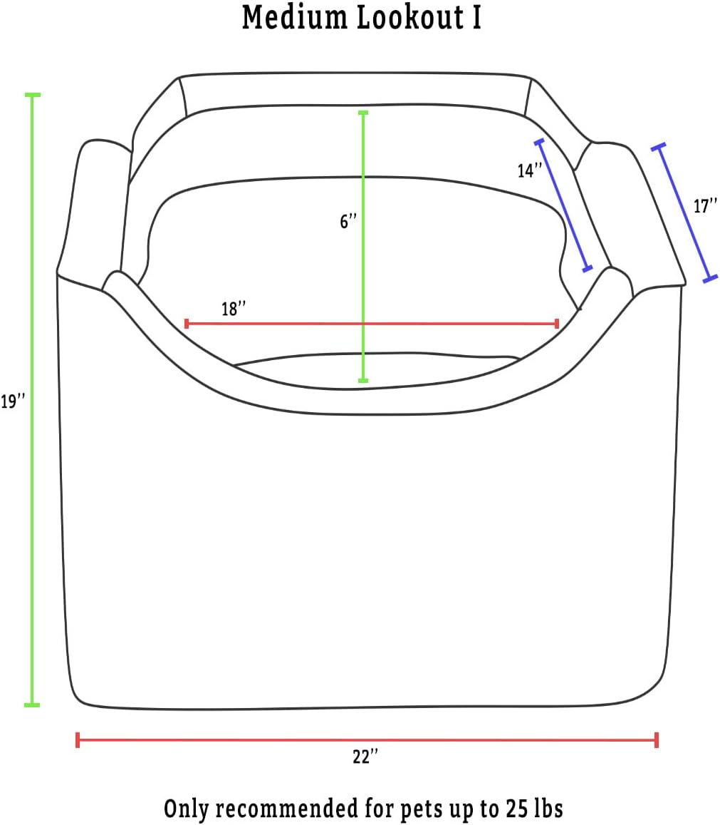Snoozer Dog Car Seat, Lookout I Dog Booster Car Seat for Small Dogs Under 25lbs, Size: Medium, Fabric: Merlin Linen, Pet Car Seat to Alleviate Car Sickness for Dogs, Removable Machine Washable Cover