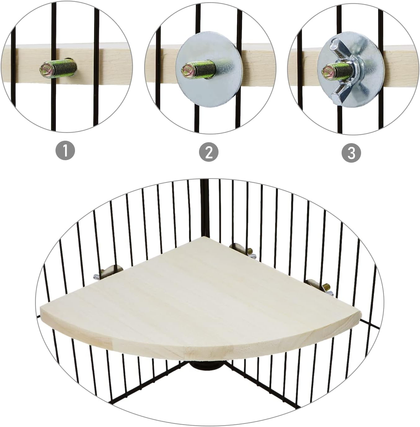 Wontee Bird Perch Stand 2 Pack Wooden Platform Corner Ledge for Budgies Cockatiels Conures African Greys Rats Gerbils Chinchillas Squirrels (L (7.9"x7.9")