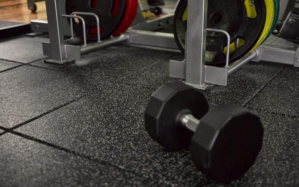 American Extreme Rubber Gym Mats - 1 Inch Thick Sound Absorbing Tiles - Blue, 4 Tiles (Covers 16 Sq Ft)