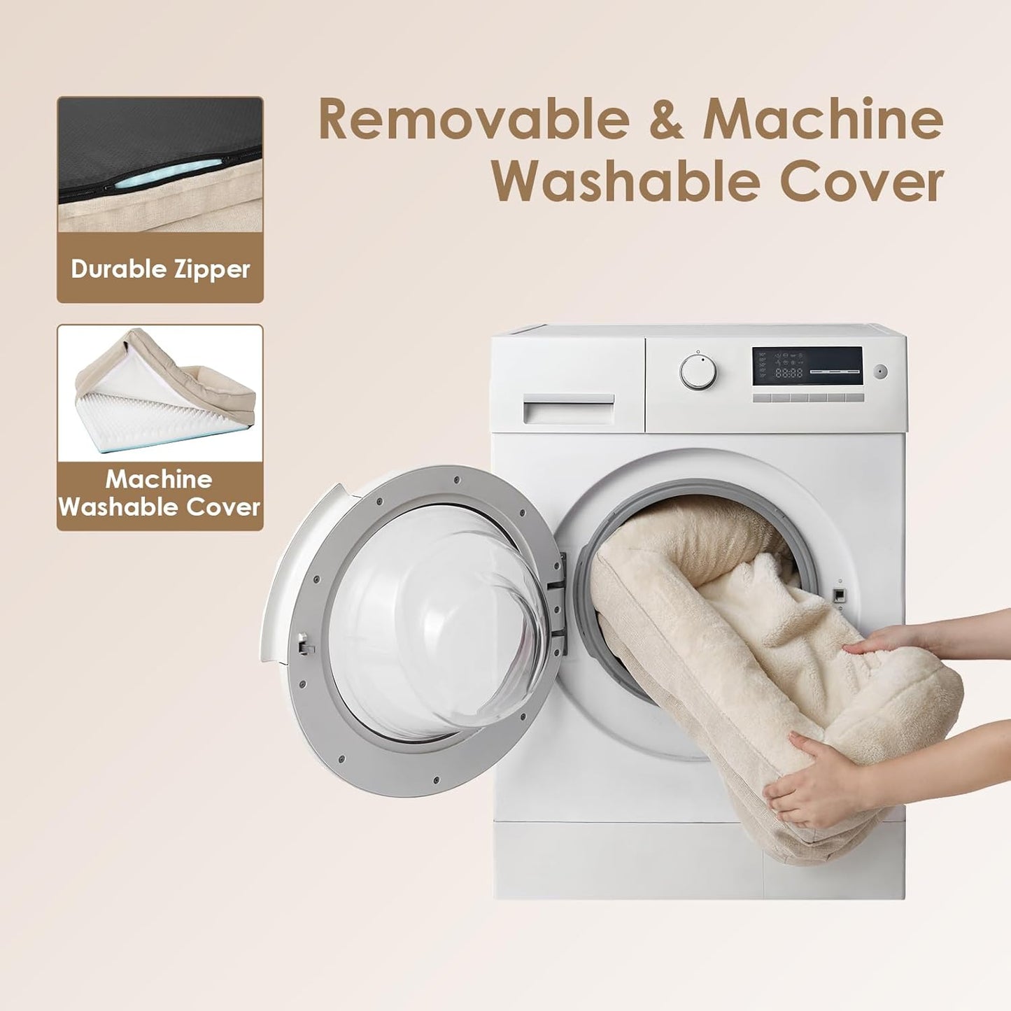 EHEYCIGA Memory Foam XL Dog Bed for XLarge Sized, Extra Large Orthopedic Dog Sofa with Sides and Waterproof Liner, Washable Bolster Pet Bed Couch with Removable Cover, 42x30x7.5 Inch, Beige