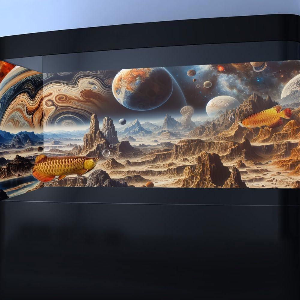 30X12IN Cosmic Spaceterrarium Background, Cool Parallel Space Themed Aquarium Reptile Habitat Background, Aquarium Background with 10EVA Double-Sided Tape