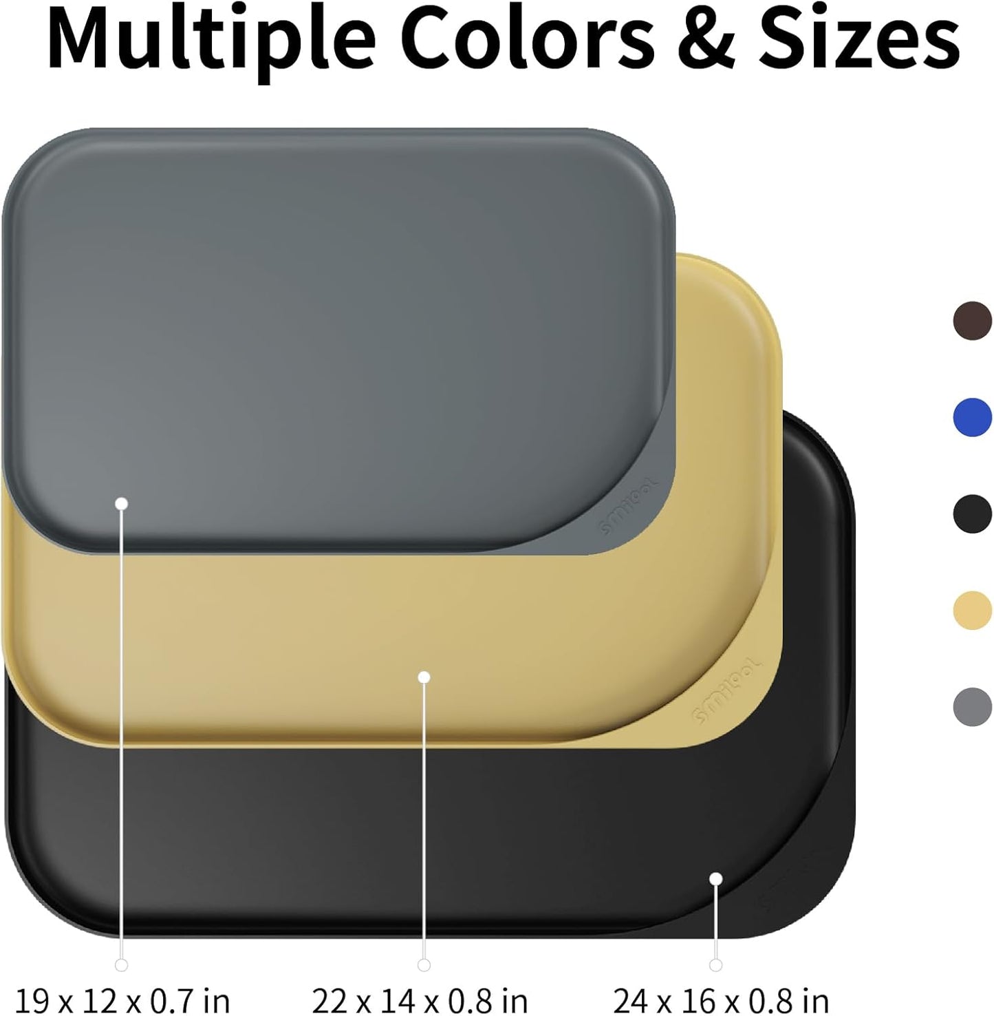 Silicone Pet Feeding Mat with Raised Edge & Residue Collection Pocket for Food and Water, Dog Bowl Mats, Cat Bowls Placemat with High Lip for Floor Waterproof, 24 x 16 x 0.8 Brown