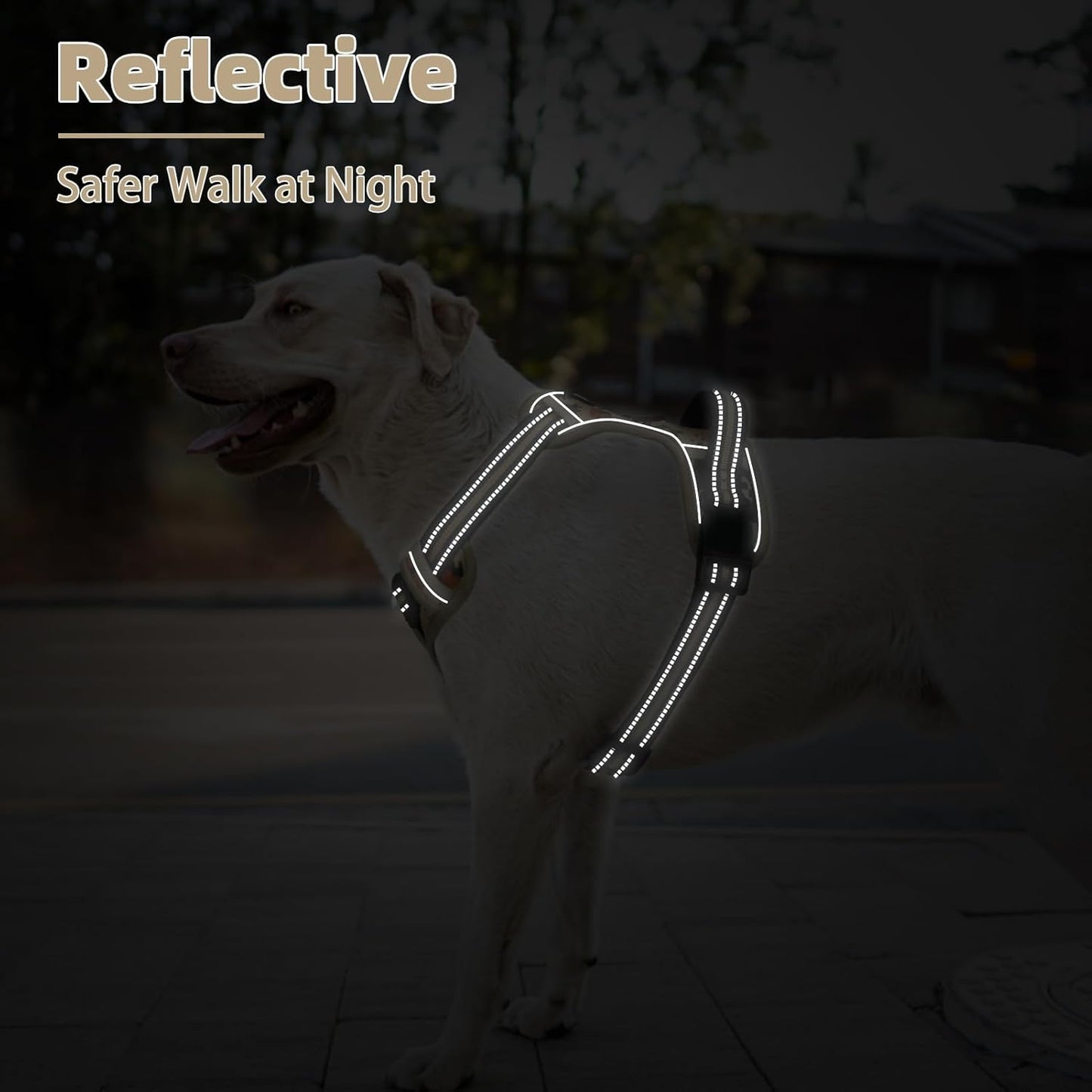 PUPTECK No Pull Dog Harness for Large, Adjustable Reflective Dog Harness with Handle Easy Control, Comfortable Soft Padded Pet Vest Harness for Large Dogs, Camouflage L