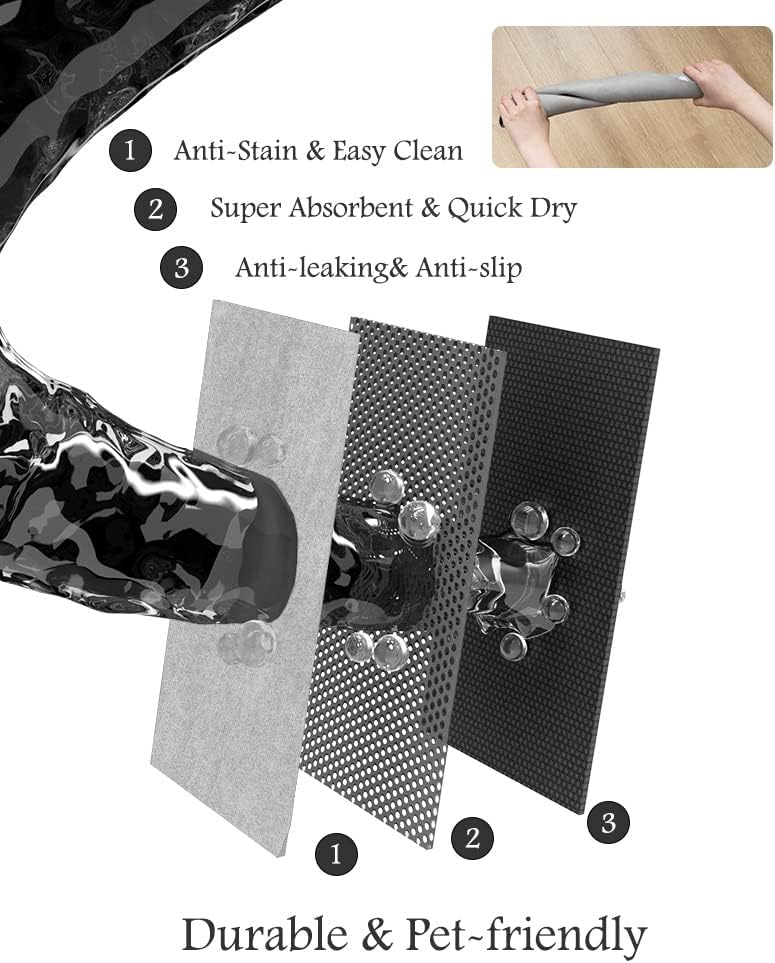 Pet Feeding Mat-Absorbent Dog Mat for Food and Water Bowl-No Stains Quick Dry Water Dispenser Mat-Dog Accessories Pet Supplies-Bowl for Messy Drinkers(LIGHTGREY,23"x34"