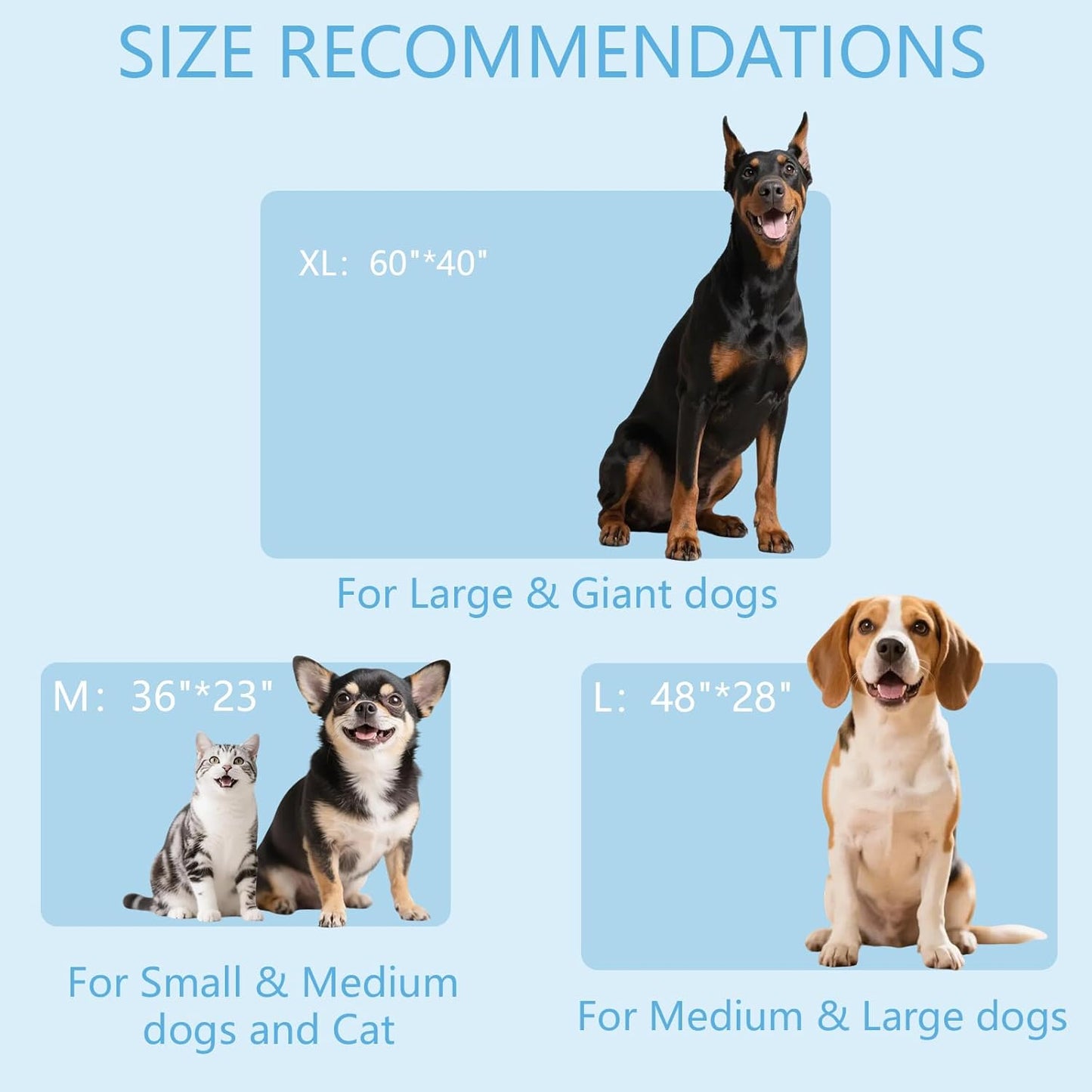 BECEMURU Dog Cooling Mat - 60" x 40" Thickening Cooling Pad Blanket for Crate, Kennel, Bed, Sofa - Machine Washable, Durable, Non-Gel - Keep Your Pet Cool and Comfortable