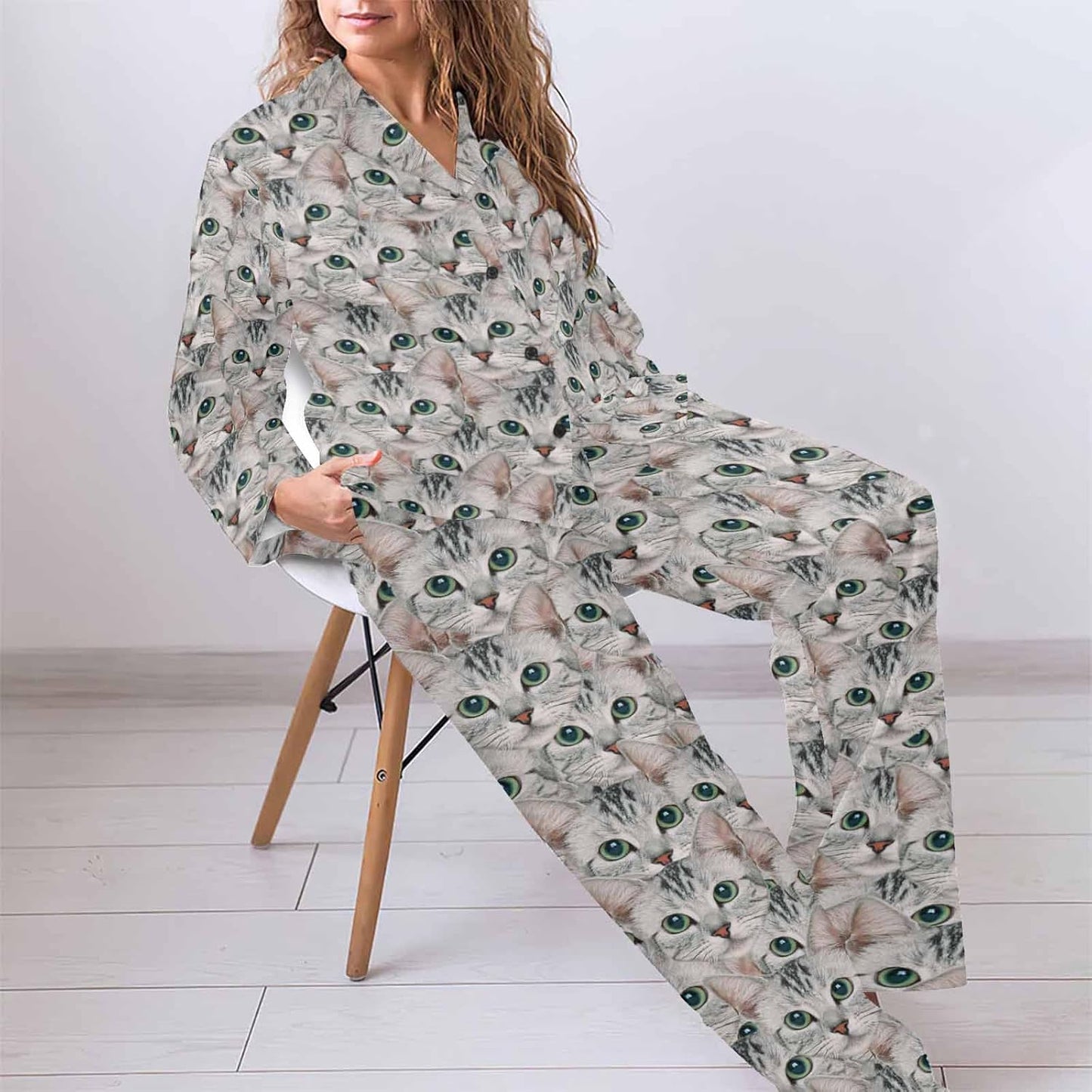 MyPupSocks Custom Face Pajamas for Women Set, Personalized Photo Long Sleepwear XS-XXL