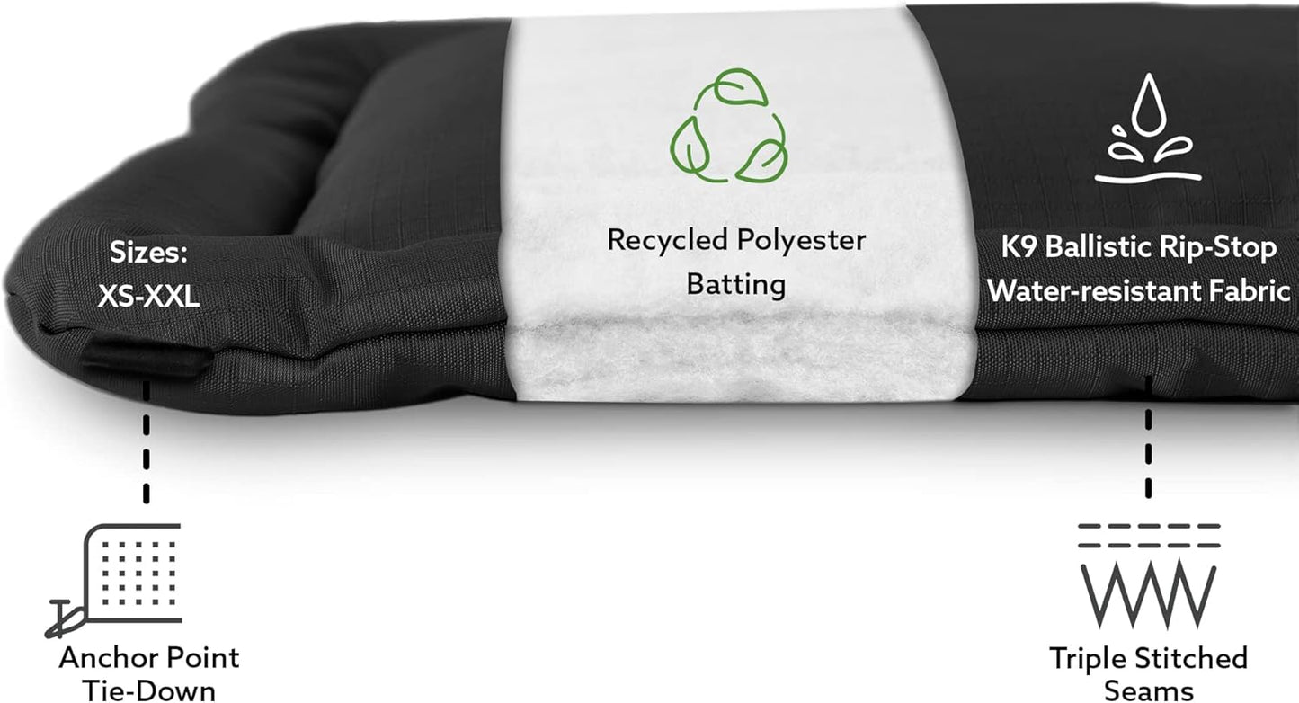 K9 Ballistics Tough Ripstop Dog Crate Pad - Durable & Machine Washable with Non-Skid Bottom and 120-Day Warranty, Fits 48" Wire Crates - X-Large, Blue Quartz