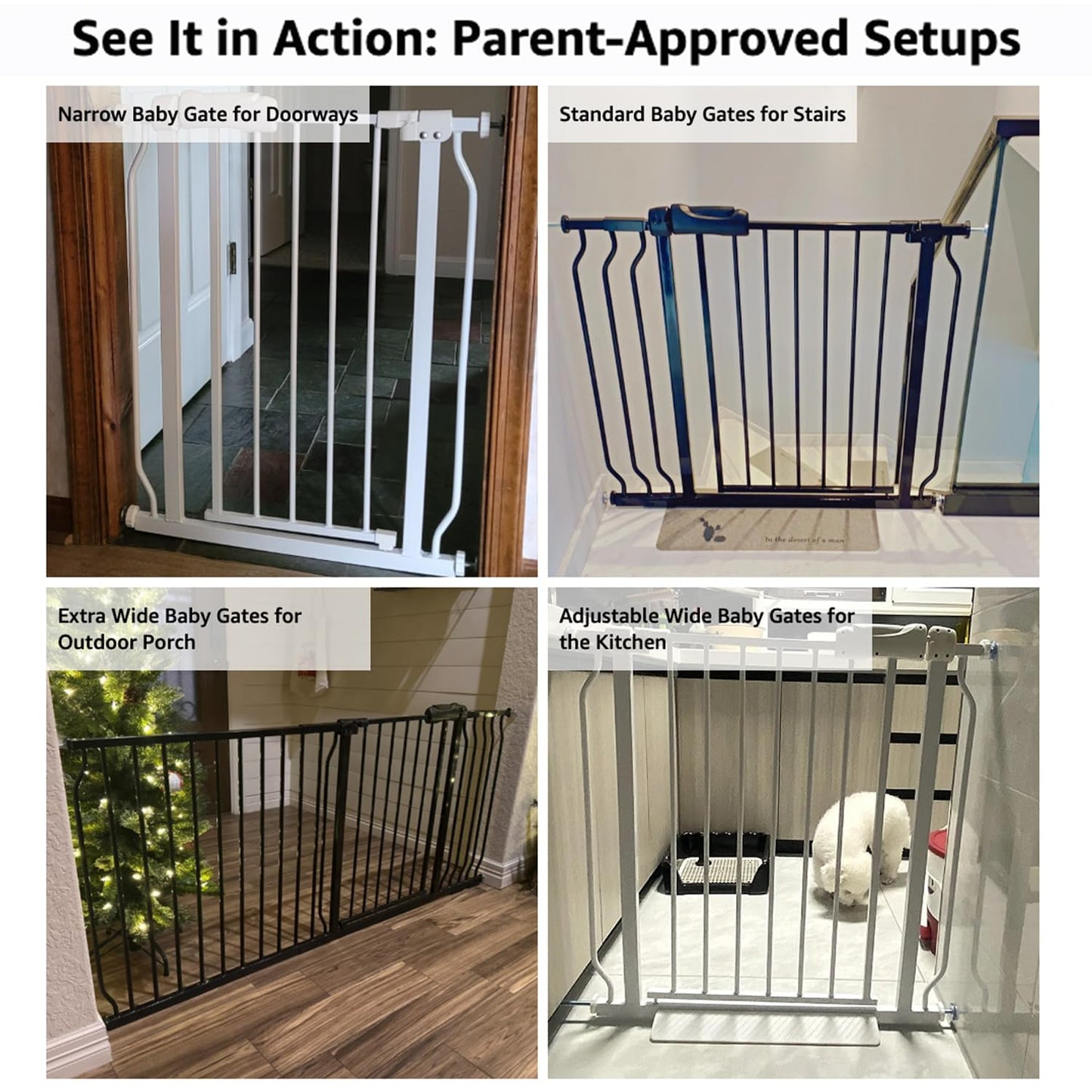 Walk Through Baby Gate 29-43.5 Inch Wide for Stairs Tension Pet Dog Gates Indoor for Doorways No Drilling Pressure Mounted Pet Gates for Kids