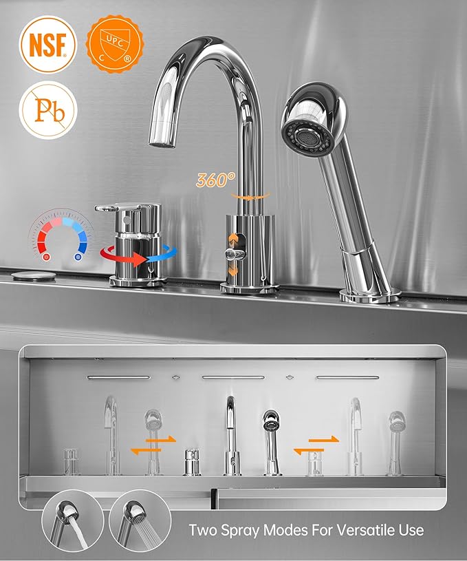 polimo Dog Wash Station with Pet Dryer & LED, Professional Dog Bathing Station for Large, Medium & Small Dogs โ with Window, Ramp, Drawer, Floor Grate, LED Display & Faucet (Right RAMP & Dryer, 61")