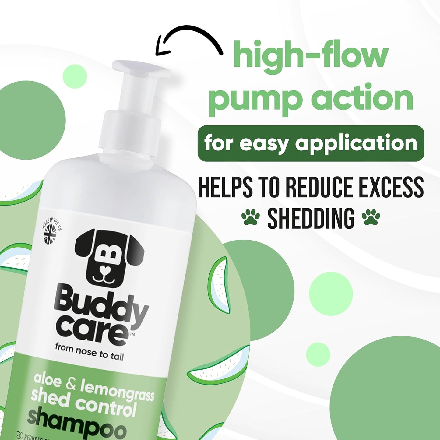 Shed Control Dog Shampoo by Buddycare | Aloe & Lemongrass Scented | with Aloe Vera and Pro Vitamin B5 (33.8oz)