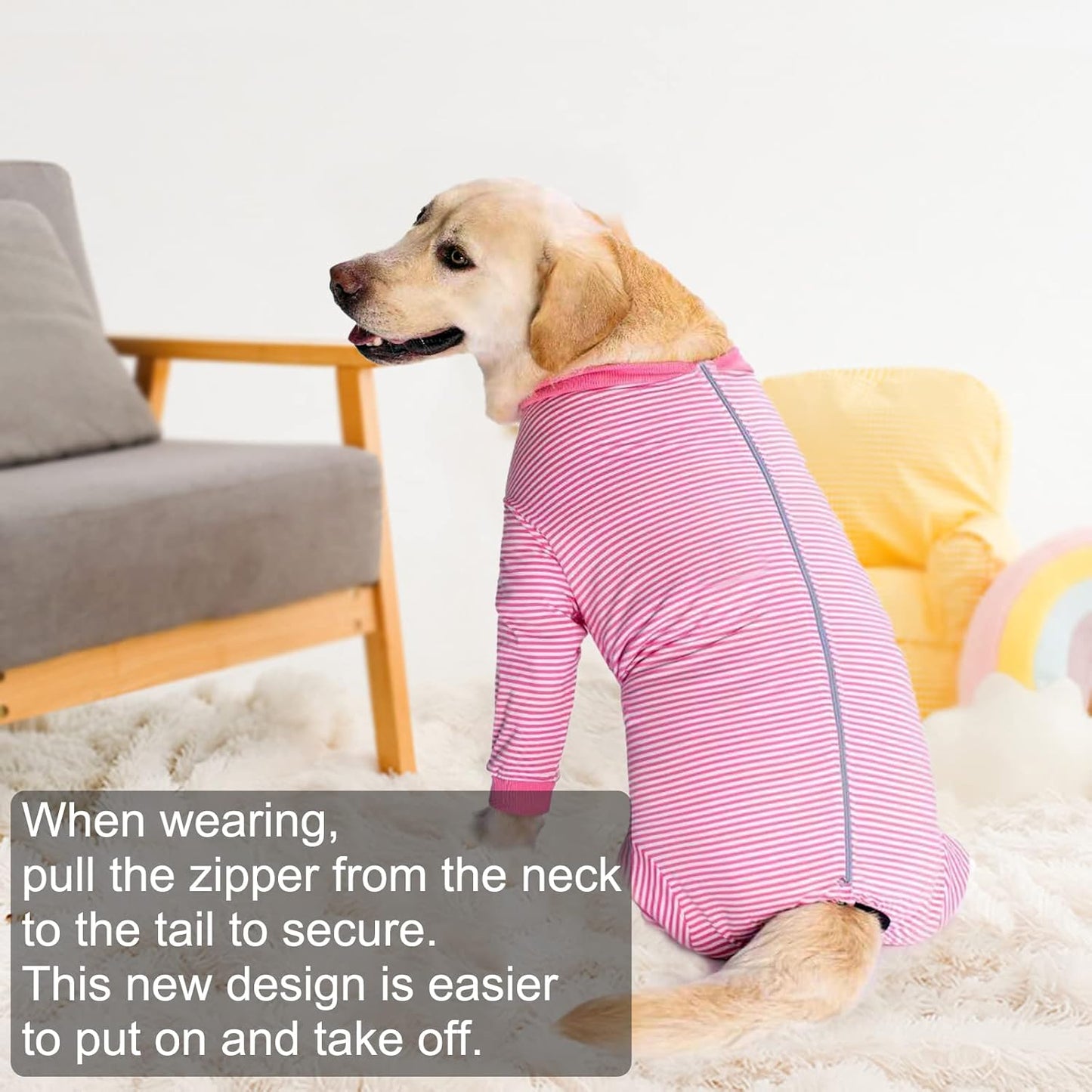 Yeapeeto Dog Onesie Surgery Recovery Suit for Large Medium Bodysuit Dogs Pajamas PJS Full Body for Shedding, Prevent Licking, Wound Protection, Cone Alternative (6X-Large (Pack of 1), Pink)