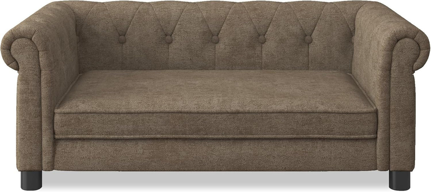 Dog Sofa Couch for Medium to Large Dogs, Memory Foam Pet Sofa Couch with Washable Fabric, Durable Elevated Dog Bed with Legs, Removable Cushion for Medium and Large Dogs, Brown