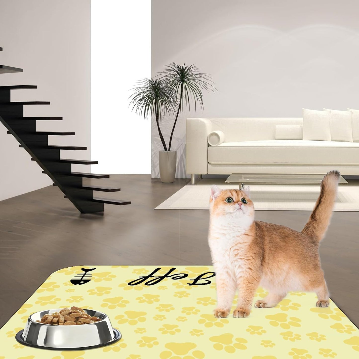 Personalized Dog Cat Feeding Mat Custom Pet Food Mat Waterproof Non-Slip Customized Puppy Name Photo Placemat Dish Rug Floor Protector Gifts for Pets Lover Pattern 2