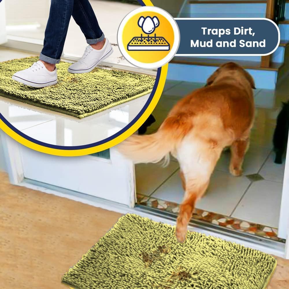 Muddy Mat® Original Dog Door Mat for Muddy Paws, Super Absorbent Microfiber, Non-Slip Washable Pet Rug, Quick Dry Chenille Entryway Carpet, Machine Washable Indoor Outdoor mat, Yellow 35"x60"