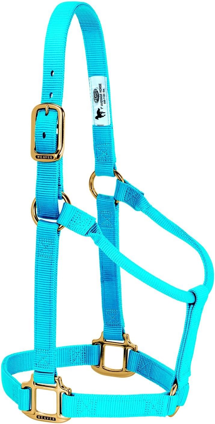 Weaver Equine Nylon Horse Halter, Triple-Ply Cheek Design, Original Non Adjustable Halters for Horses, Equine Tack,Average Size, Black