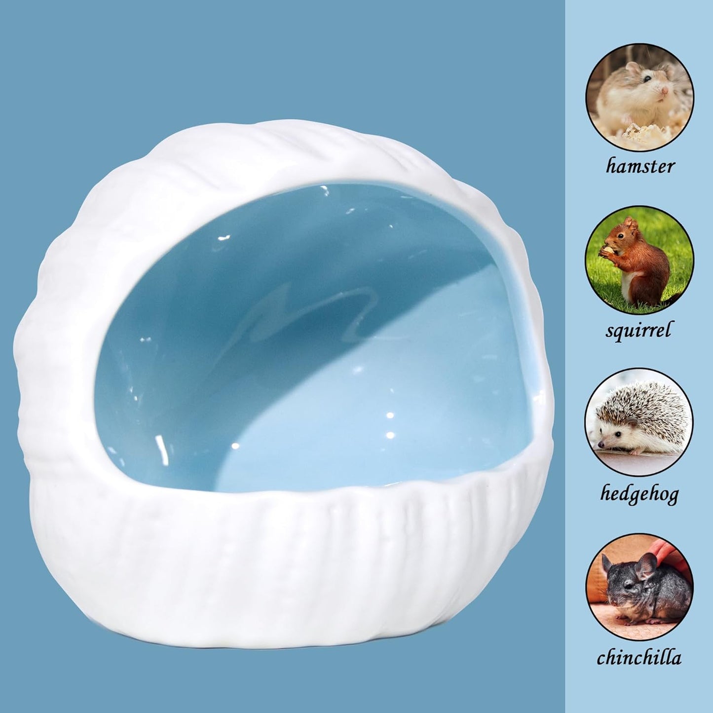 Ceramic Hamster Hideout Guinea Pigs House Guinea Pig Accessories Sand Bathes for Small Pets Hamster Accessories for Cages for Guinea Pigs Chinchillas Gerbils Hedgehogs (Blue)