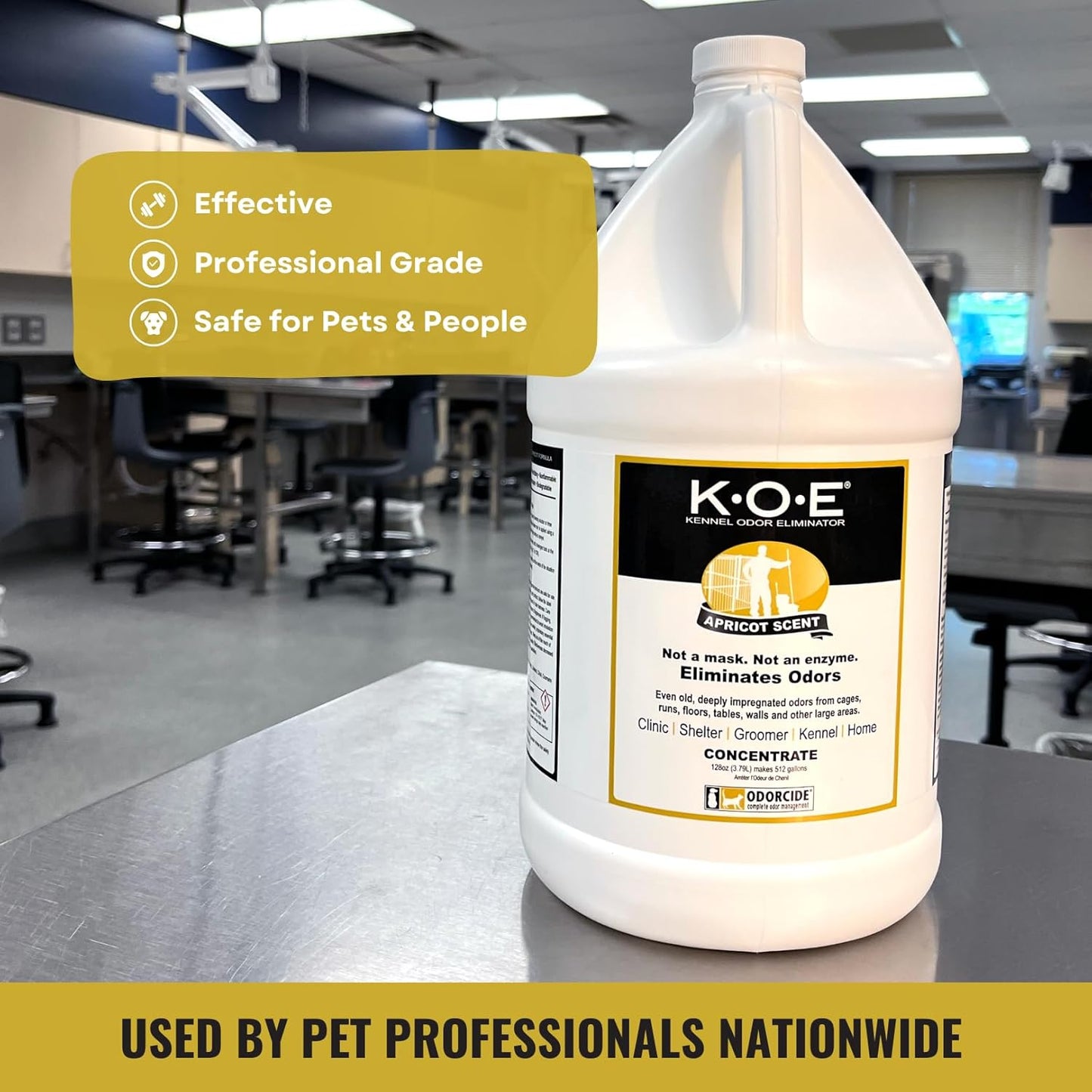Odorcide K.O.E. Apricot Odor Eliminator Concentrate for Strong Odor for Cages, Runs & More β Home & Kennel w/Safe, Non-Enzymatic Formula - 128 oz