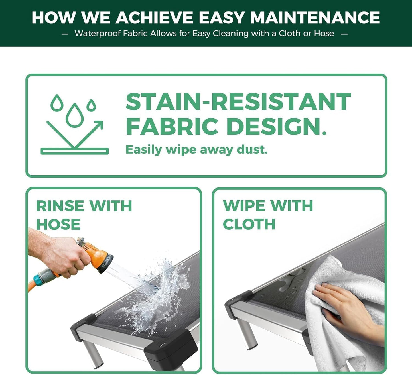 FXW TitanNest Chew-Proof Elevated Dog Bed, Raised Cot for Indoor/Outdoor/Camping Use, Durable & Washable Padded Pet Bed for Extra-Large Dogs, 56.0" L x 31.0" W x 7.3" H, Gray