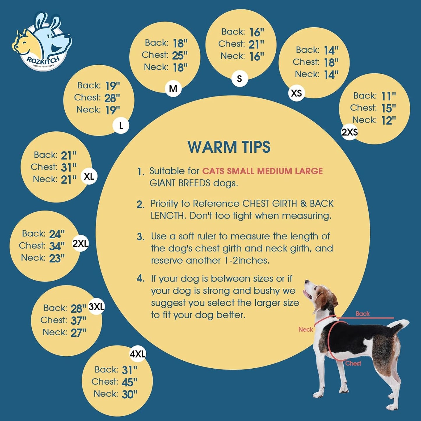 ROZKITCH Large Dog Sweaters for Male Dogs, Pet Windproof Warm Cold Weather Jacket Vest Cozy Jumpsuit Apparel Outfit Clothes for Small Medium Large Dog Walking Hiking Sleep Grey 2XL