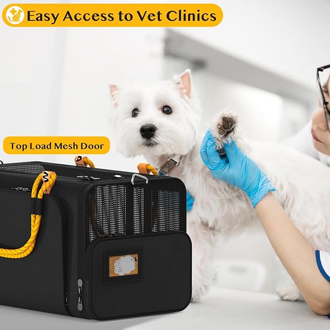 PAWZIDEA Expandable Pet Carrier w/ID Card, 18x11x11 Small Dog Carrier TSA Airline Approved, Soft-Sided Collapsible Dog Travel Bag, Top Load Cat Carrier for 2 Cats Under Seat, Puppy Carrier up to 15Lbs