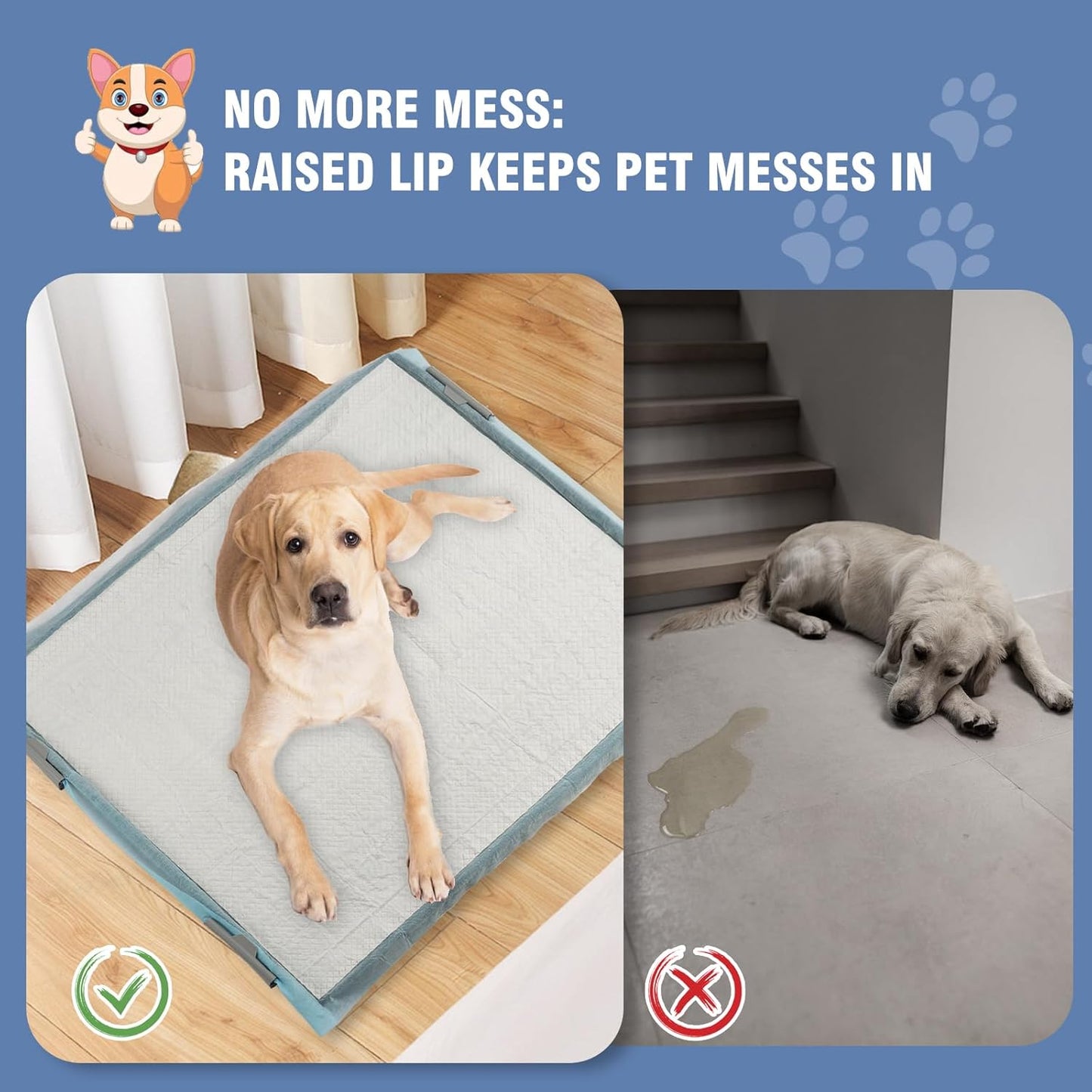 TIMINGILA Puppy Pads& Holder Set, 20-Count 30"x36" Super Absorbent Disposable Pads โ Ideal for Pet Potty Trays, Extra Large Leak-Proof Design for Puppies, Dogs, and All Breeds