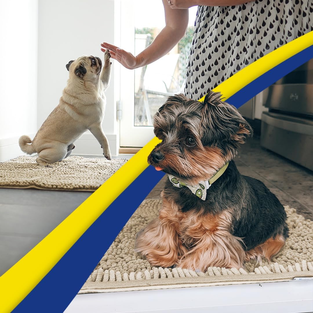 Muddy Mat® AS-SEEN-ON-TV Highly Absorbent Microfiber Door Mat and Pet Rug, Non Slip Thick Washable Area and Bath Mat Soft Chenille for Kitchen Bathroom Bedroom Indoor and Outdoor - Beige XXXL 72"X48"