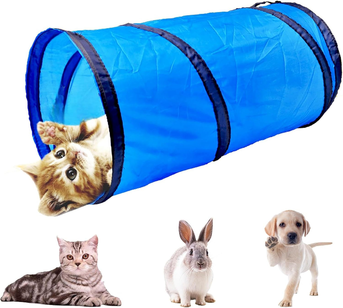 iCAGY Foldable Spiral Cat Tunnel - Indoor Toy for Small Cats, Kittens, and Rabbits - Tube for Interactive Play and Outdoor Fun - Pet Toy 20" 3 Pcs (Light Pink, Light Green, Sky Blue)