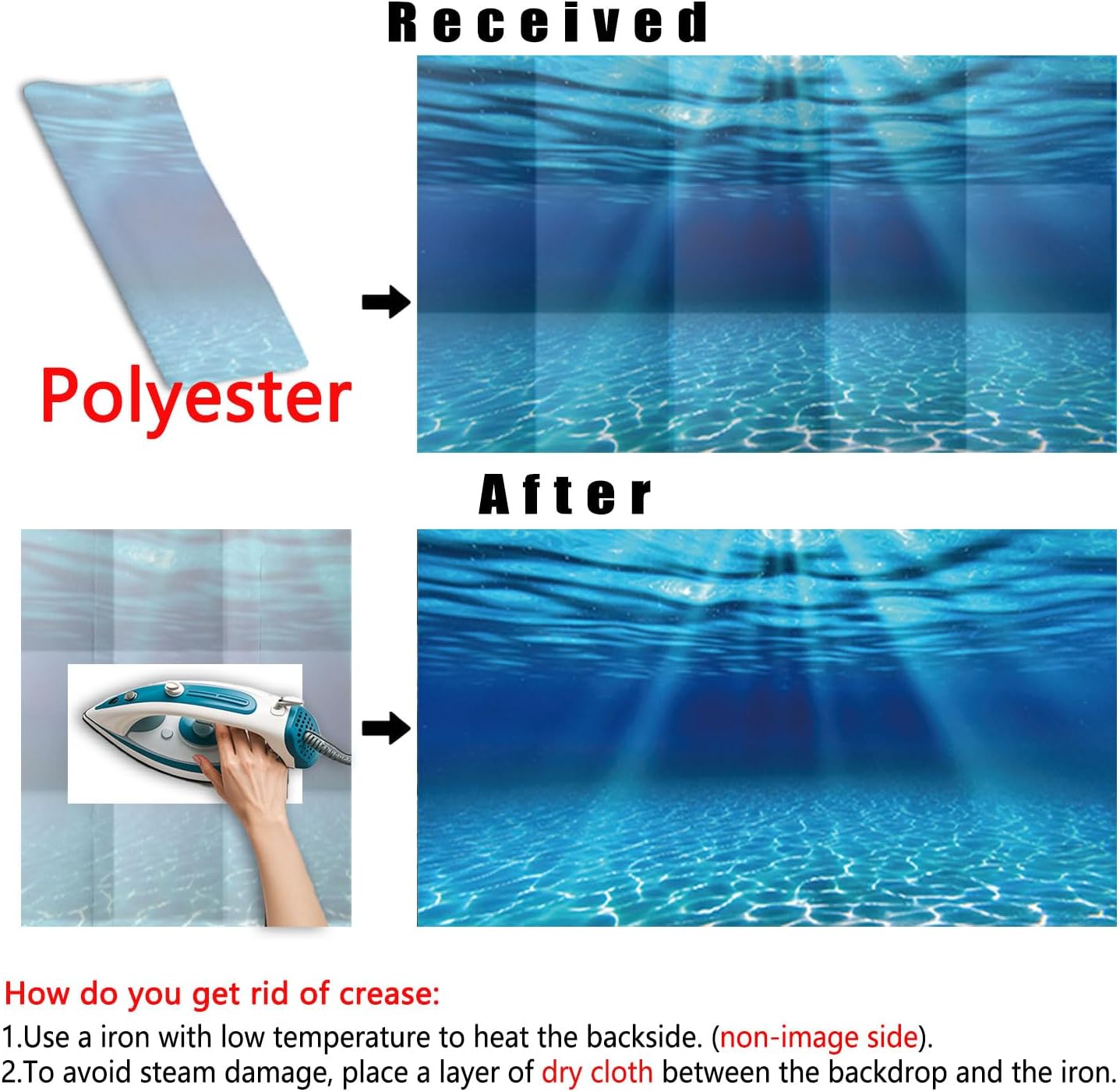 Natural Undersea Aquarium Background, Underwater Ocean Sunlight Fish Tank Background 72X16IN with 8 EVA Double-Sided Tape