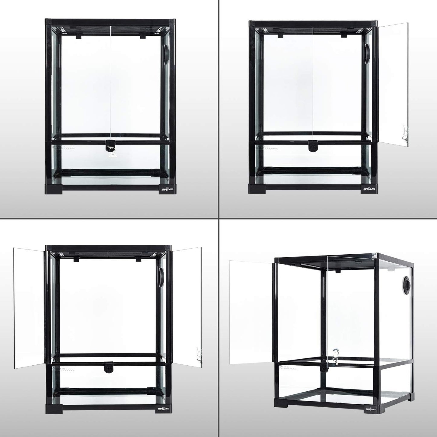 REPTI ZOO Reptile Glass Terrarium, 18" x 18" x 24" Knock-Down Reptile Habitat Tank with Double Hinge Door & Top Screen Ventilation and Side Mesh Ventilation, 30 Gallon Large Reptile Terrarium