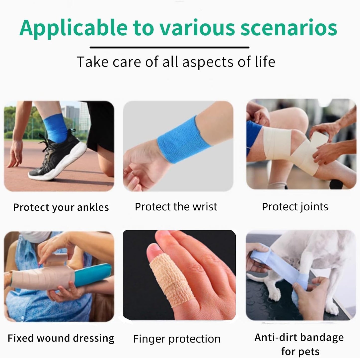 Self Adhesive Tape Wrap 15Rolls,Non-Woven Self Adherent Vet Wrap Tape,5CM x 5Yard | Cohesive Bandage Tape for Wrist & Ankle,Elastic Grip Cover (Skincolor-15Rolls)