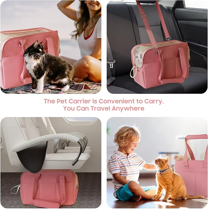 Dog Carriers for Small Dogs, Soft Sided Folding Small Dog Carrier for Dogs Medium Cats Puppies up to 13 Lbs, Washable Breathable Puppy Carrie Carrier for Outdoor Travel (Small Pink)