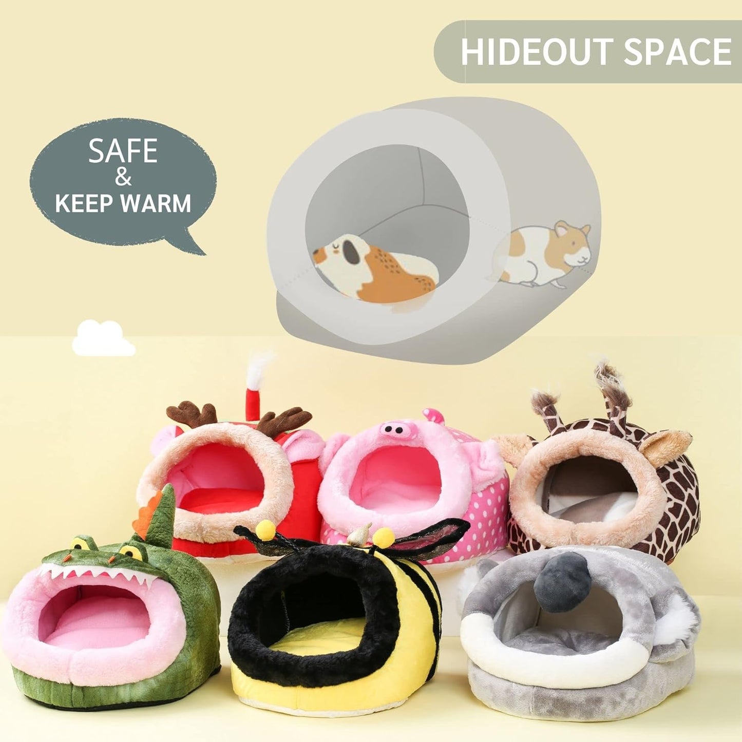 JanYoo Ferret Bed - House Hide & Cage Accessories (S, Reindeer)