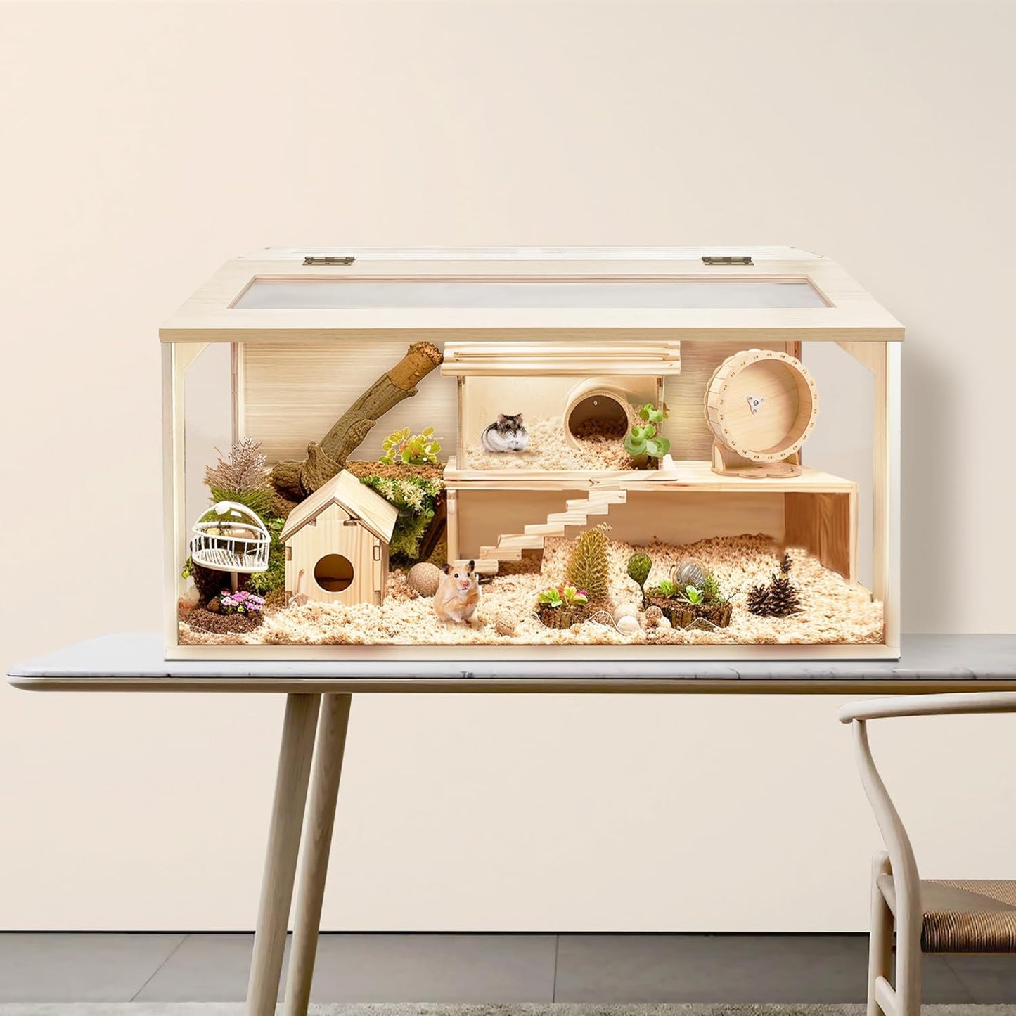 Prolee Hamster Cage Chew Proof, Mice and Rat Habitat Openable Top with Acrylic Sheets, Hamster Habitat Solid Built (32”L x 16" W x 16" H)