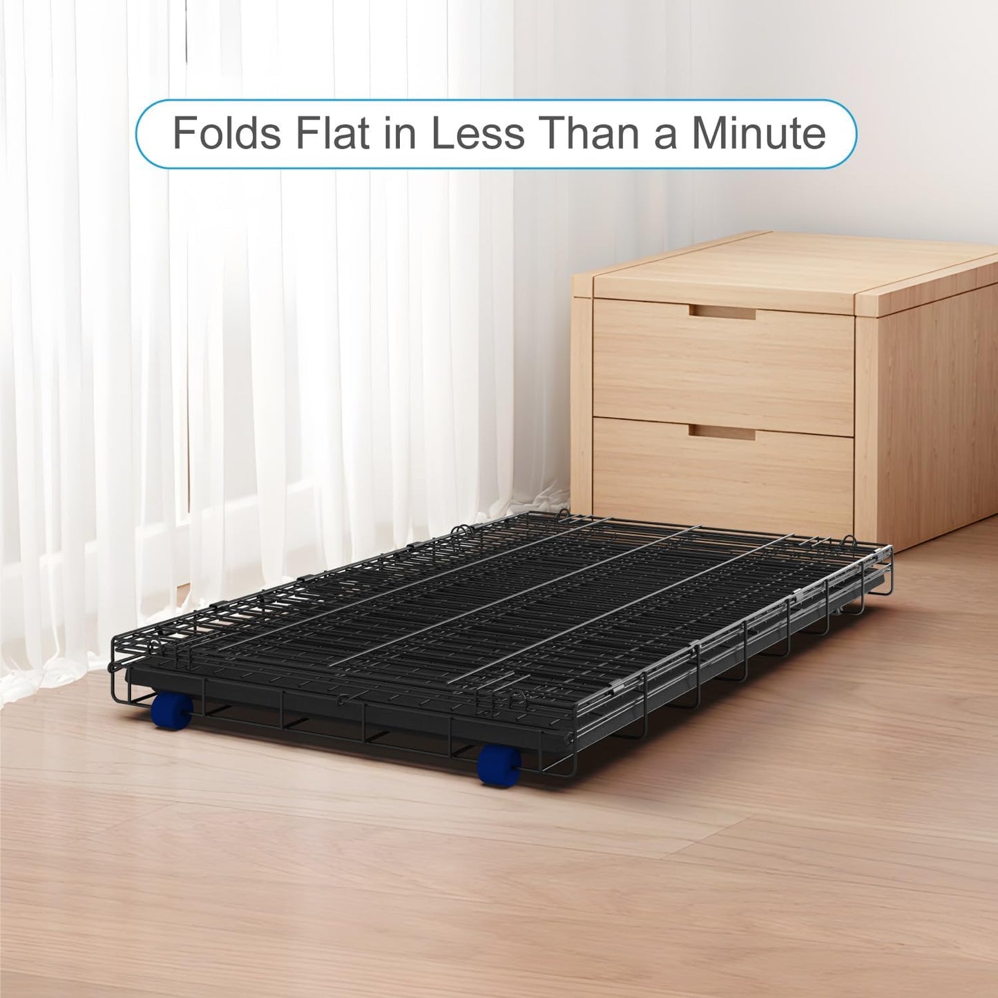 PetsTuff Great CRATES 36” Large Dog Crate - Heavy-Duty Dog Kennel with Divider Panel for Pets 40-60lbs - Durable Leaf-Proof Tray - Foldable, Carry Handle & Wheels for Easy Moving - Two-Door Dog Cage