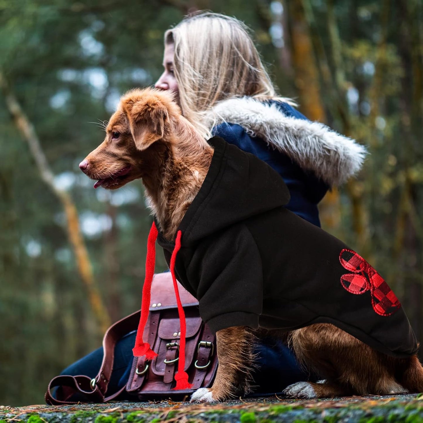 SAWMONG Dog Hoodie,Flannel Pet Hooded Sweater with Hat Puppy Pullover Sweater Shirt,Dog (Black,XL)