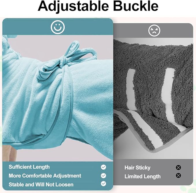 KOOGALSmall to Medium Size Dog Bathrobe, Quick Drying Super Absorbent Used for After Bathing, Warm Dog Towels, Adjustable Hoodies and Belts for Pet Dogs Bath Clothes Products (Blue, XL)