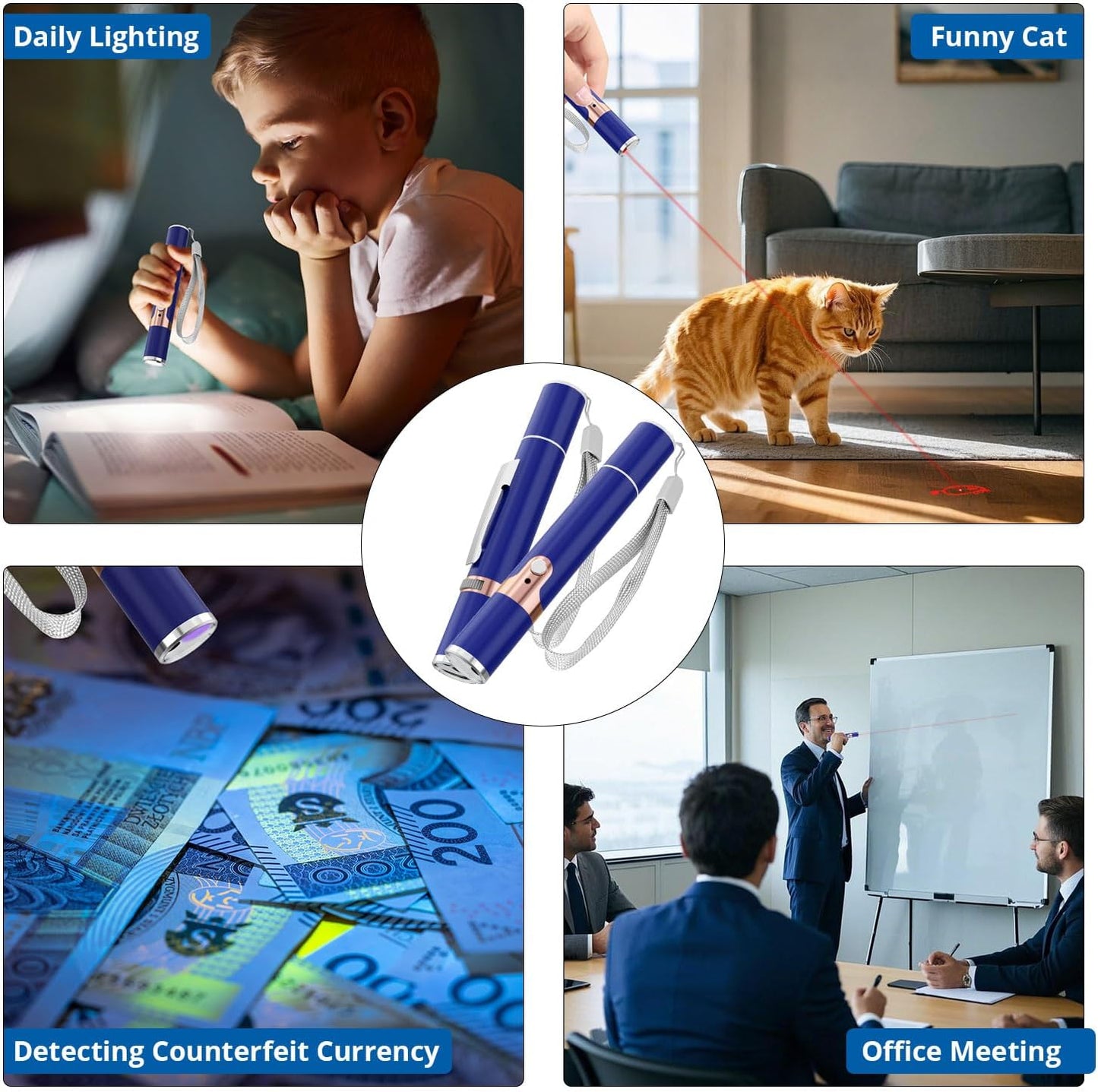 TBTeek Cat Toys for Indoor Cats, 2 Pieces, Rechargeable, 7 Adjustable Patterns, Interactive Kitten Pet Dog Red Dot Chase Light Toy for Cats Fun Playing Exercise(Blue)