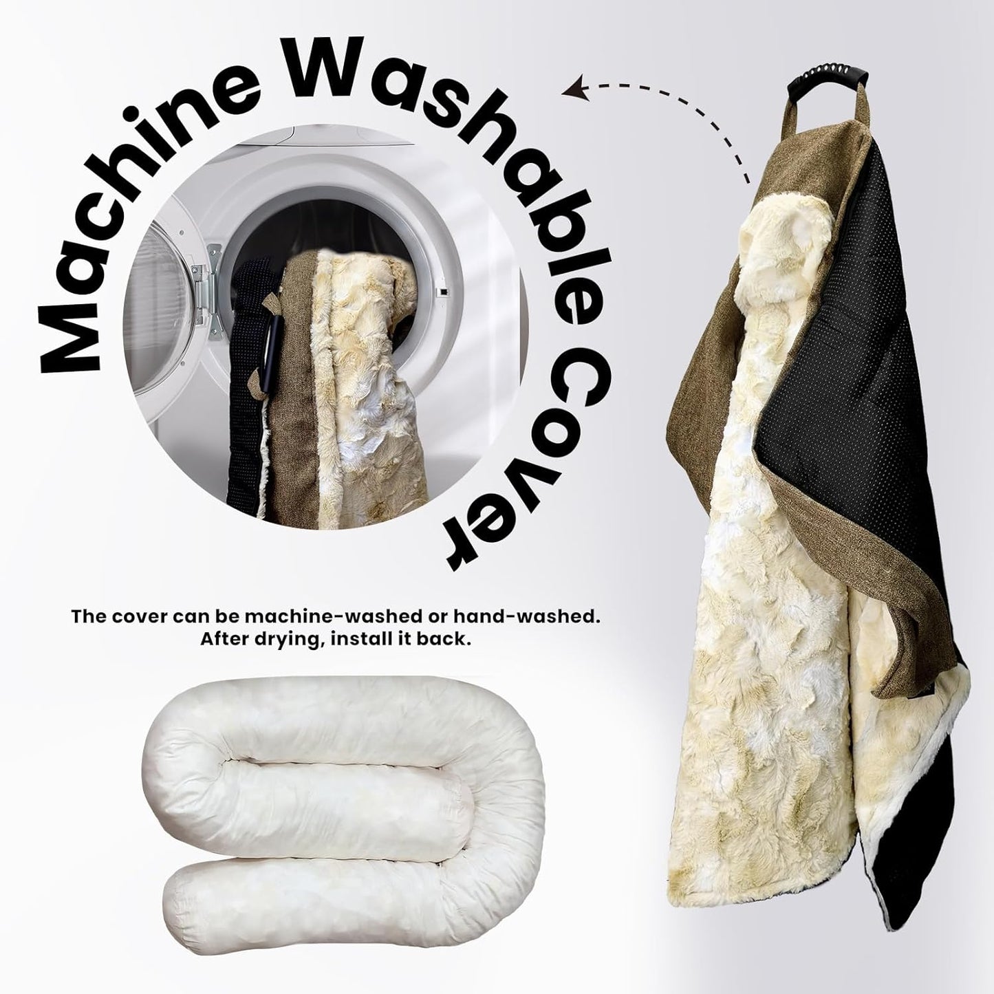 Calming Dog Couch Bed for Medium Dogs/Cats, 35 x 31 inch Waterproof Removable Dog Mat Couch Cover for Furniture Protector, Non-Slip Fluffy blunique Pet Bed for Couch, Sofa - Tie-Dye Khaki