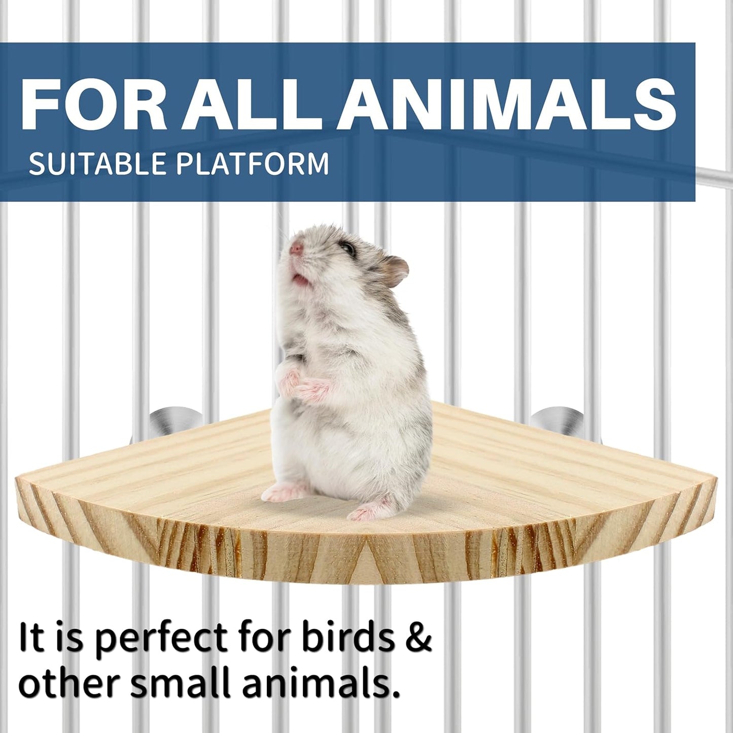 Bird Perch Corner Stand for Bird Cage Corner Platform Wood Bird Perches Corner Shelf Rest for Birds Parrots Cockatiels and Other Animal Pet Cages