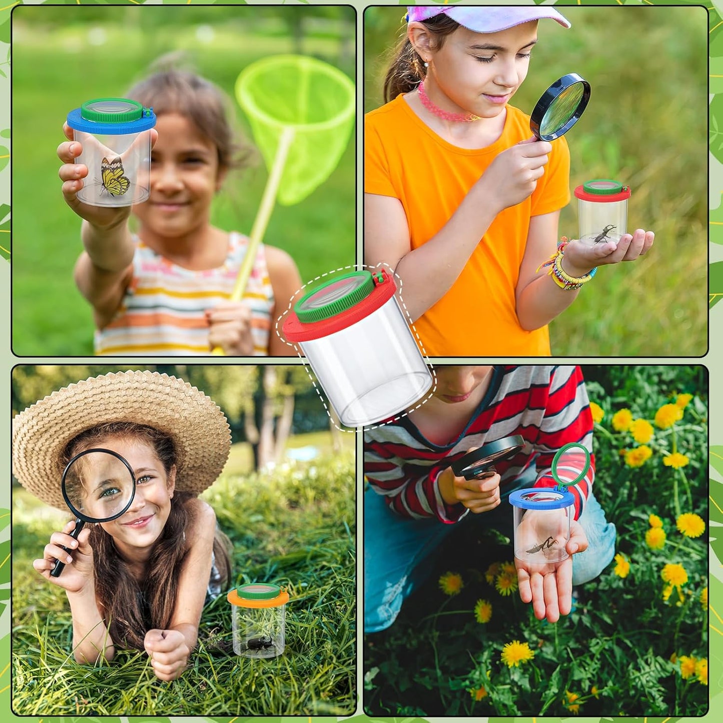 Coopay 12 Pieces Magnifying Insect Box Bug Viewer Critter Insect Cage Bug Magnifier Container Bug Catcher Cage Bug Jar Collecting Kit for Children, Kids Science Nature Exploration Tools