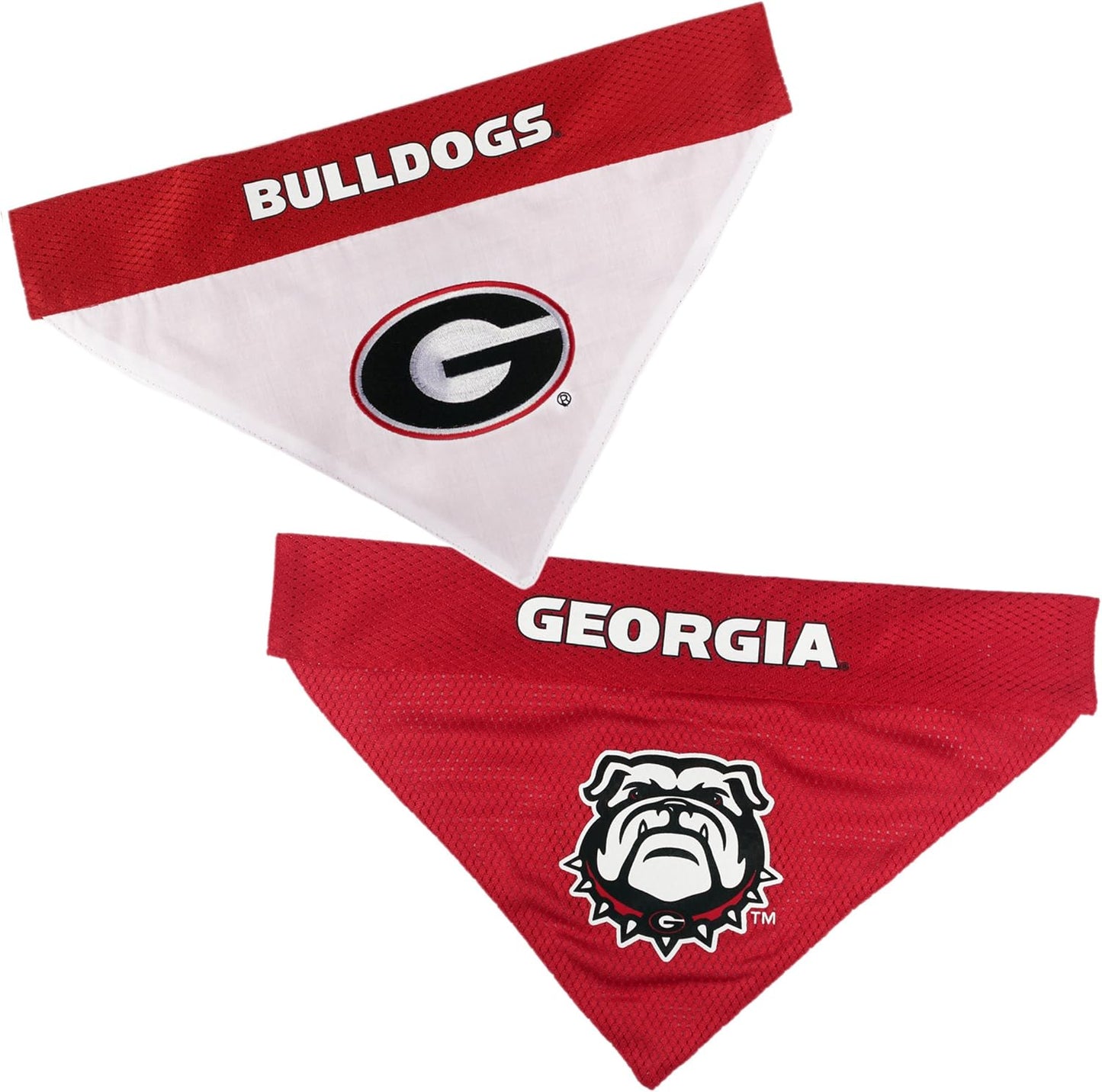 Pets First Collegiate Pet Accessories, Reversible Bandana, Georgia Bulldogs, Small/Medium