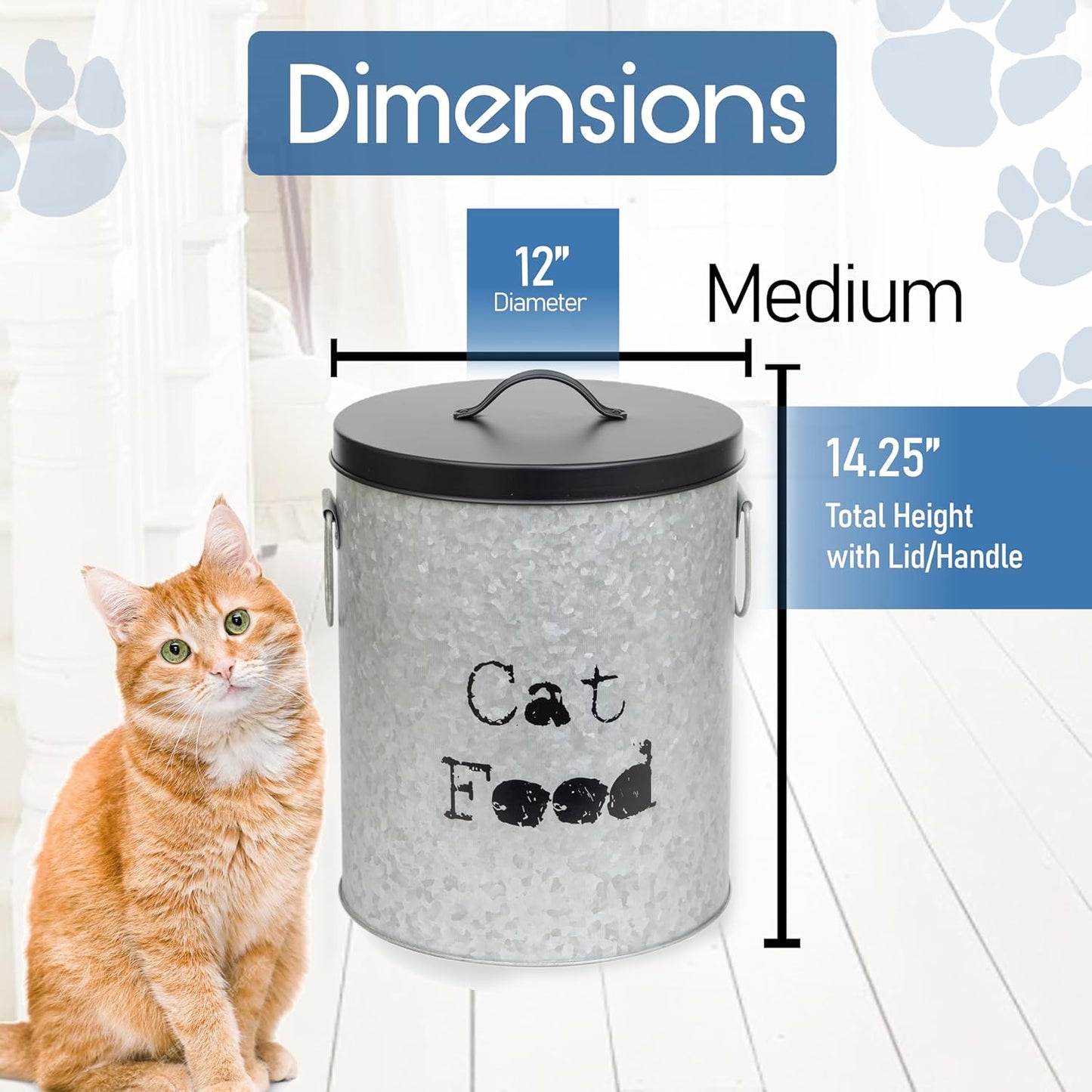 Medium 30lb Cat & Small 20lb Dog Pet Food Storage Canister with Scoop โ Durable & Airtight for Freshnesss, Minimalist Design & Recyclable, Medium Metal Container(Combo - Small Dog Bin & Med Cat Bin)