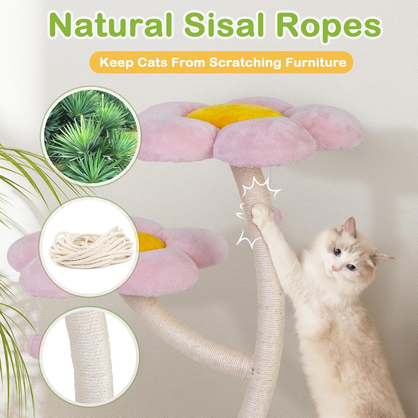 COZIWOW Aesthetic Cat Tree for Large Cats, 57'' Tall Modern Cat Tree Tower Scratching Post with Large Condo, Cat Bed, Side Perch, Luxury Cat Gifts