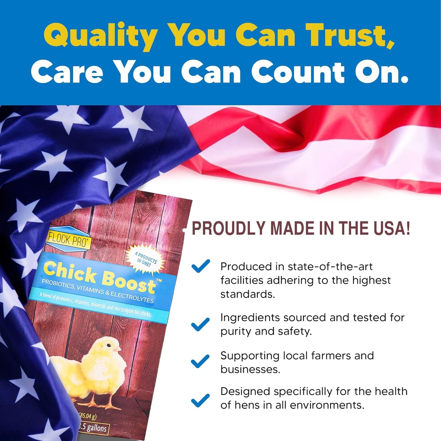 Equerry's Flock PRO Chick Boost Probiotic - Probiotics, Vitamins, Minerals and Electrolytes for Chickens | Chicken Vitamins and Supplements for All Poultry - 8oz