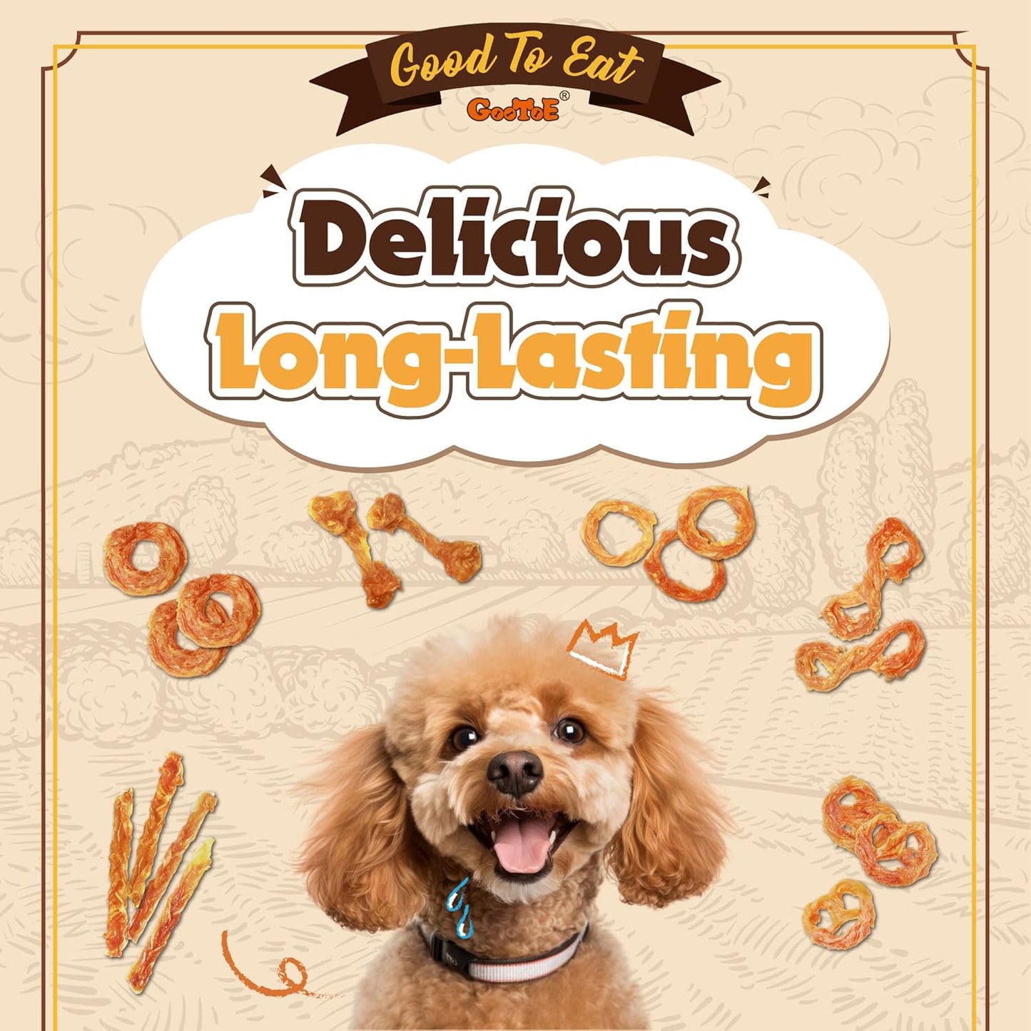 Gootoe Turkey Tendons for Dogs –All-Natural, Hypoallergenic Dog Treats, Rawhide Alternative, Long Lasting Puppy Chews, Healthy Dog Treats for Medium Breeds, Ring (M), 3 Count Pack