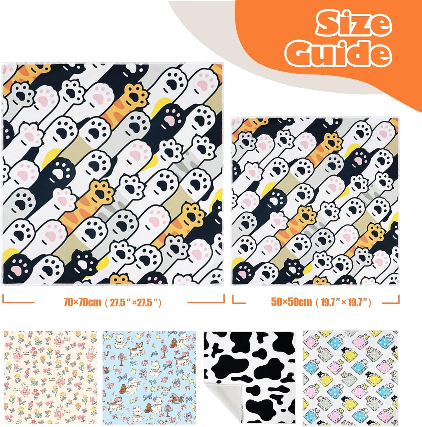 Cat Grooming Wrap, Cat Wrap Self-Adherent, Anti-Scratch Anti-Bite, Anti-Escape Grooming Bag for Cats Nail Clipping, Ear Cleaning, and Teeth Brushing (19.7 × 19.7" Paw Prints)