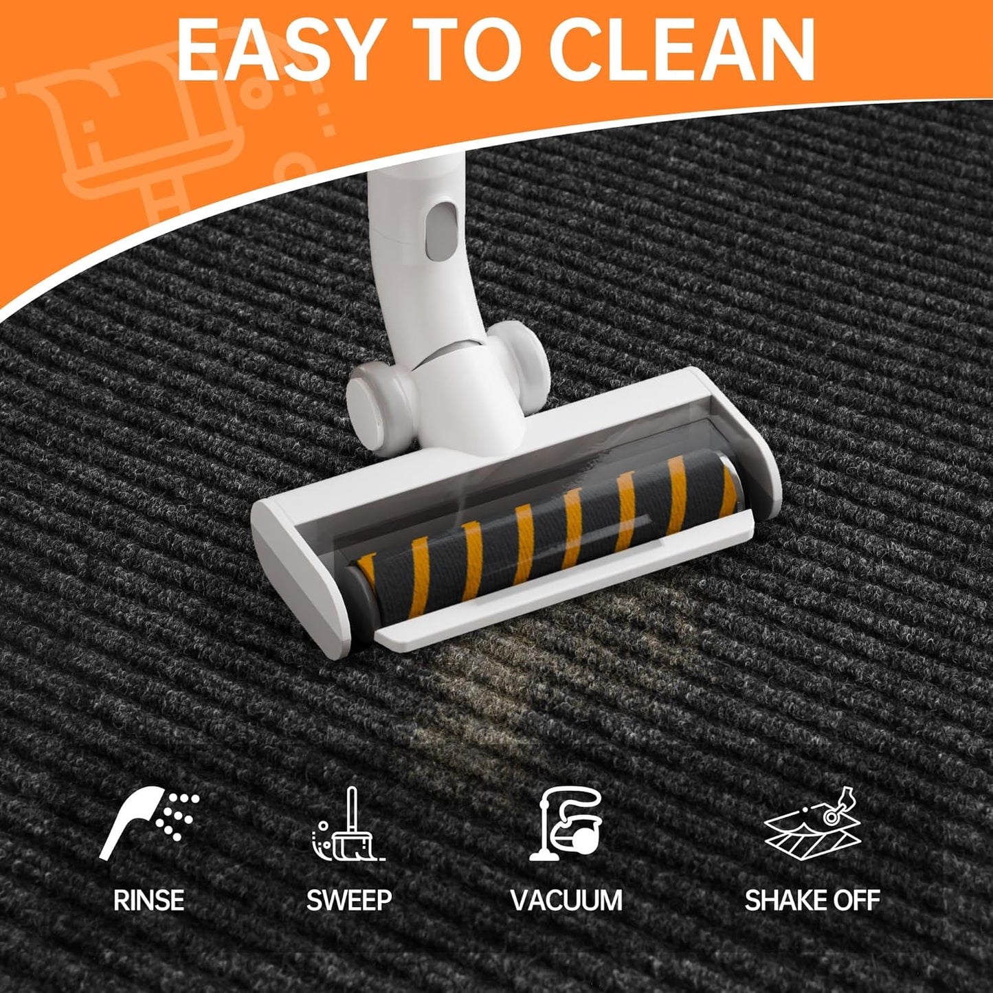 Indoor Outdoor Door Mat, 10' x 3' Doormat for Entryway, Rubber Backing Non Slip Front Door Mat Outside Entrance, Super Absorbent Commercial Floor Mat for Home Office, Black