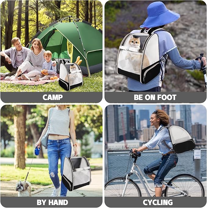 Cat Backpack Carrier,Pet Carrier Airline Approved for Small Dog Cat Puppy Kitten Bunny,Ventilated Mesh Design Animal Backpack for Hiking Camping Travel Bag (Black)