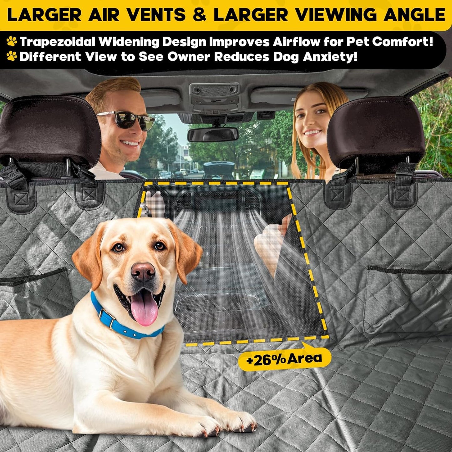 Upgrade Tough 1200D Rip-Stop Dog Truck Seat Cover for Back Seat, Anti-Scratch Waterproof Car Back Seat Extender for Dogs with Hard Bottom,Dog Hammock for F150/RAM1500/Silverado